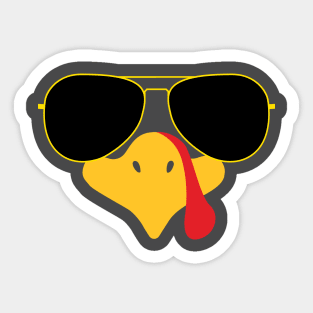 Cool Turkey Face With Sunglasses Funny Thanksgiving for Men Sticker